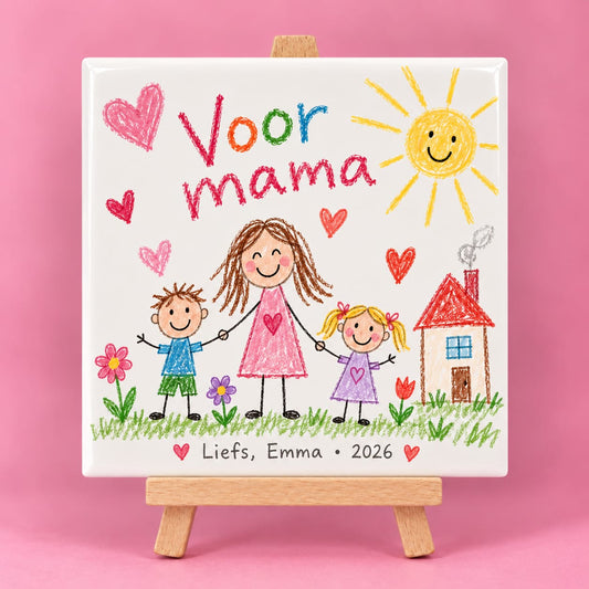 Kindertekening op tegeltje